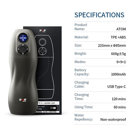 Atom Electronic Masturbator with Heating and Vibration Modes Strokers - Auto