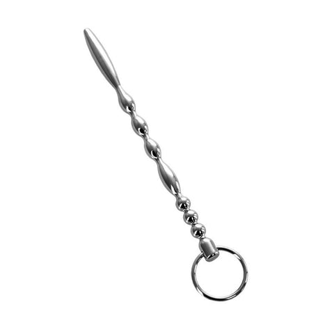Silver Metal Urethral Plug with Ring for Enhanced Pleasure and Stimulation Sounding Rods