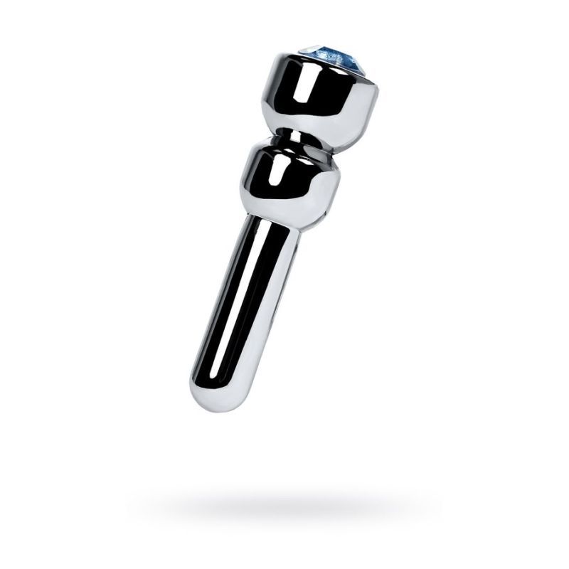 Silver Metal Urethral Plug with Sapphire Rhinestone Small > Sex Toys For Men > Sounding Rods