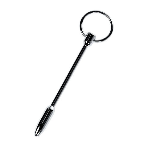 Silver Metal Urethral Plug with Ring for Pleasure and Stimulation Sounding Rods