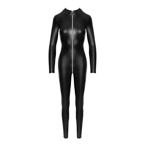 Power Wetlook Catsuit with Front Zipper for Fetish Enthusiasts Bodystocking