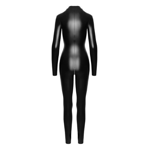 Power Wetlook Catsuit with Front Zipper for Fetish Enthusiasts Bodystocking
