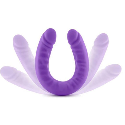 Ruse Silicone Slim 18in Purple Double Dong Dildo 1.5in Wide Double Dongs