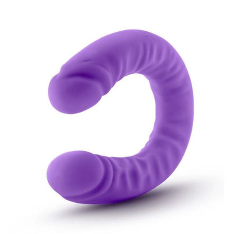 Ruse Silicone Slim 18in Purple Double Dong Dildo 1.5in Wide Double Dongs