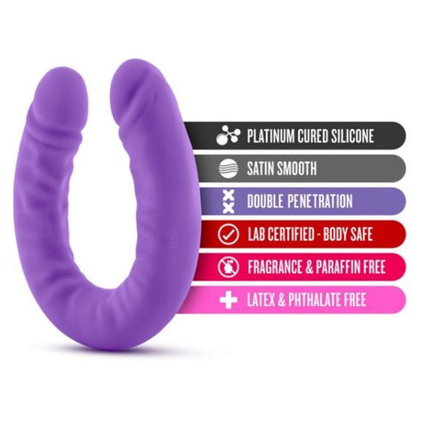 Ruse Silicone Slim 18in Purple Double Dong Dildo 1.5in Wide Double Dongs