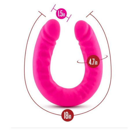 Ruse Silicone Slim 18in Hot Pink Double Dong 1.5in Wide Double Dongs
