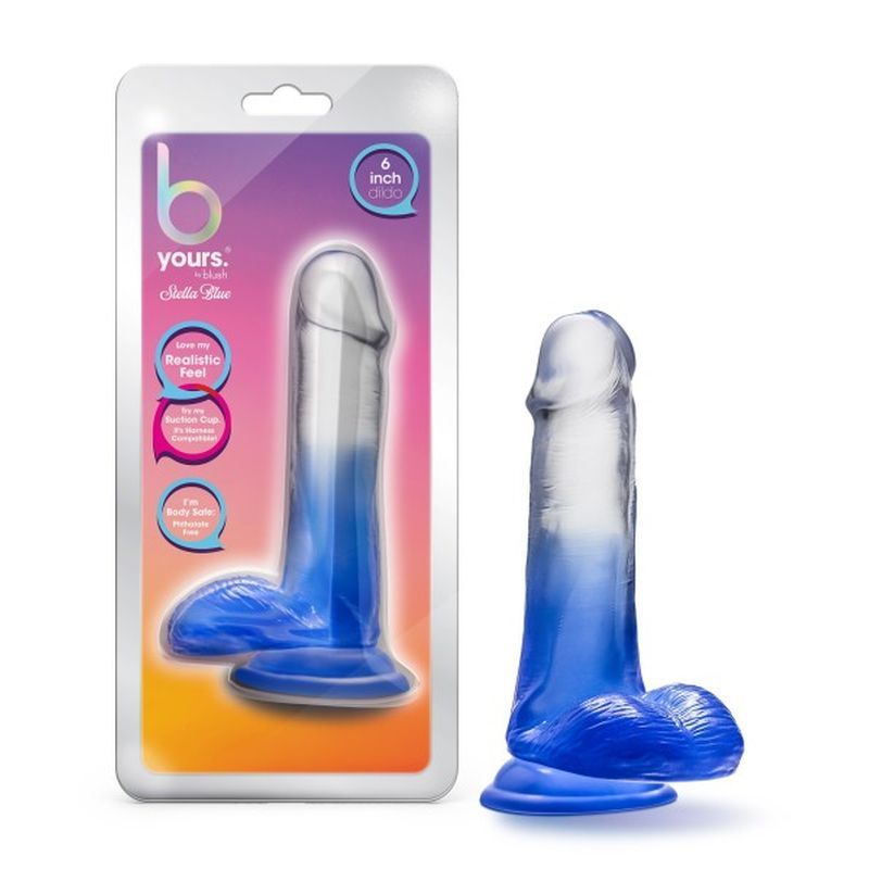 B Yours Morning Dew 6in Dildo Stella Blue with Suction Cup > Dildos > Realistic Dildos