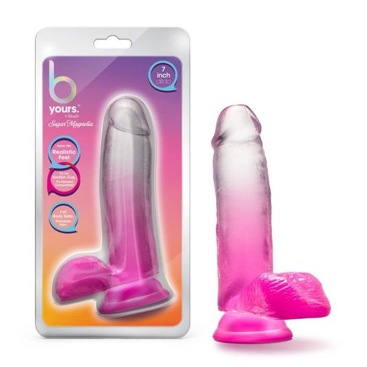 B Yours Sugar Magnolia 7in Dildo Fuchsia with Suction Base