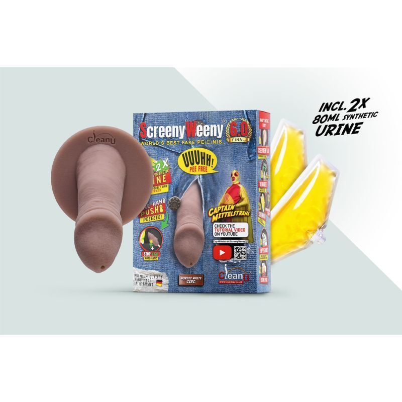Screeny Weeny 6.0 Cut Nordic White Fake Penis with Accessories Drug Screening