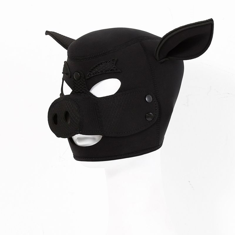 Neoprene Pig Mask (Black) – Comfortable Padded Fit Mask Secondary image