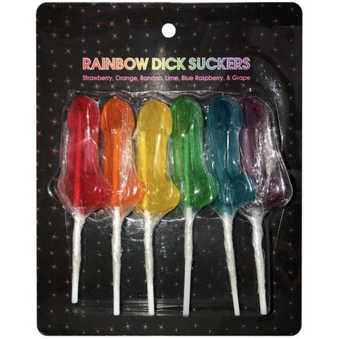 Rainbow Flavored Dick Shaped Suckers Set of Six Adult Candy Multi Edible