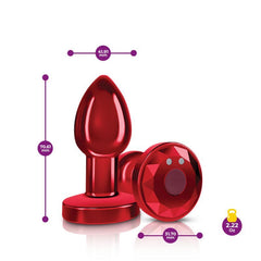 Cheeky Charms Red Rechargeable Vibrating Metal Butt Plug - Small