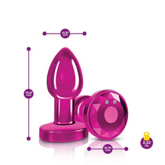 Cheeky Charms Pink Rechargeable Vibrating Metal Butt Plug w Remote Small