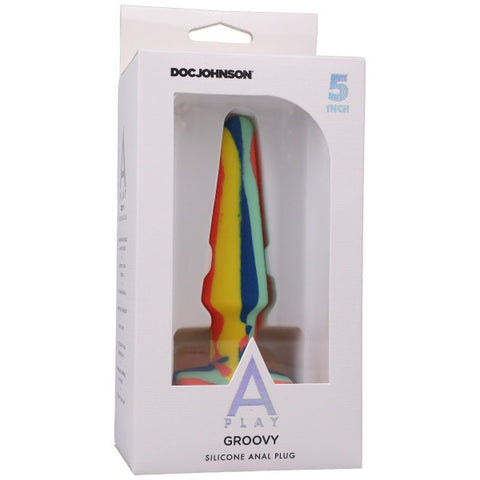 Groovy Silicone Anal Plug 5 Inch Sunrise Multi Colored Adult Toy Butt Plugs