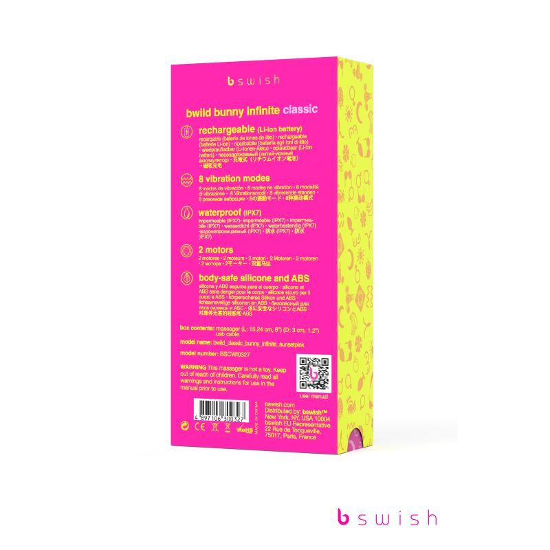 Bwild Bunny Classic Infinite Sunset Pink Rabbit Vibrator > Vibrators > Ladies > Rabbit