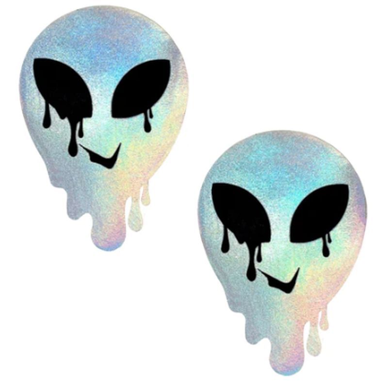 Holographic Melty Alien Pasties Handmade in California – Fashion Pasties Default Title > Clothes > Pasties