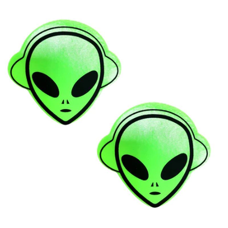 Nipztix Neon Green Blacklight Alien Pasties – Neon UV Reactive Adhesive Pasties Secondary image
