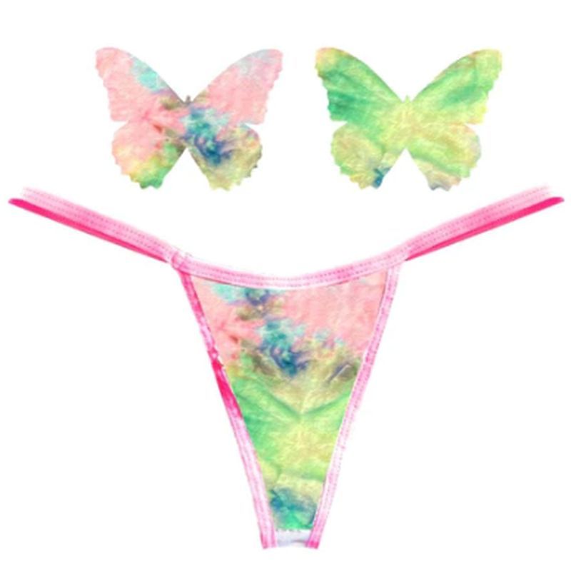 Rainbow Sherbet Tie Dye Butterfly Pastie and Panty Set > Clothes > Panties