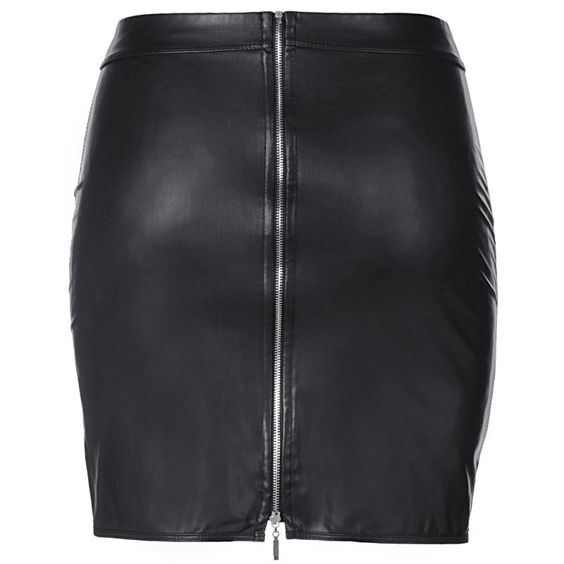 Stretch Wetlook Mesh Skirt with Criss Cross Detail Black > Clothes > Dresses and Chemises