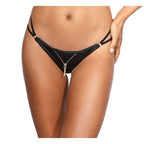 Stretch Wetlook Zip G-String Black > Clothes > Womens Latex