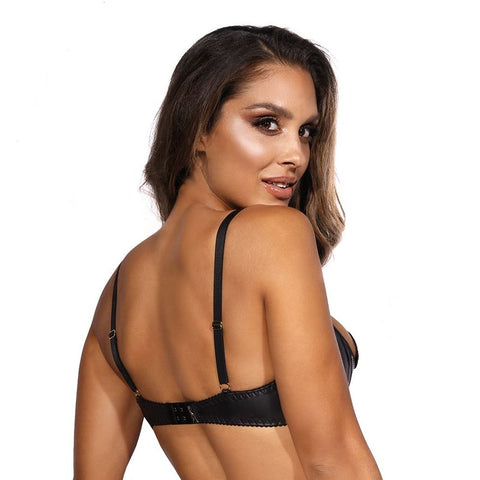 Wetlook Half Cup Zip Bra in Black for Enhanced Lingerie Collection Bras