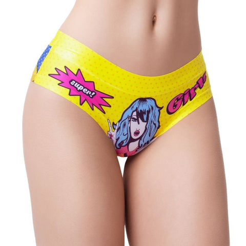 Comic Fans Yellow Slip Lingerie - Sizes S to XL Small Panties