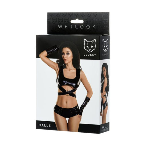 Glossy Wetlook 3 Pc Set Halle in Sizes S to L Lingerie