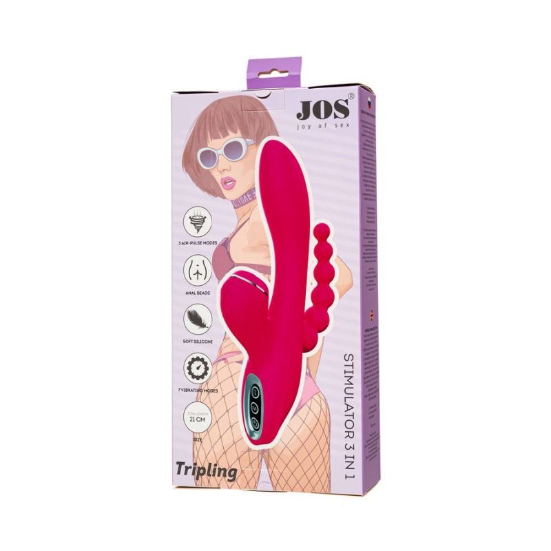 JOS Tripling Triple Stimulator – Waterproof Silicone Vibrator with Anal Beads and USB Rechargeable > Vibrators > Ladies > Rabbit Multi