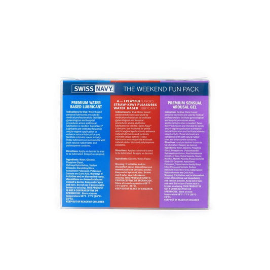 Swiss Navy Weekend Fun Pack - 3 Vibrant Flavors 2 Oz Water Based Lube