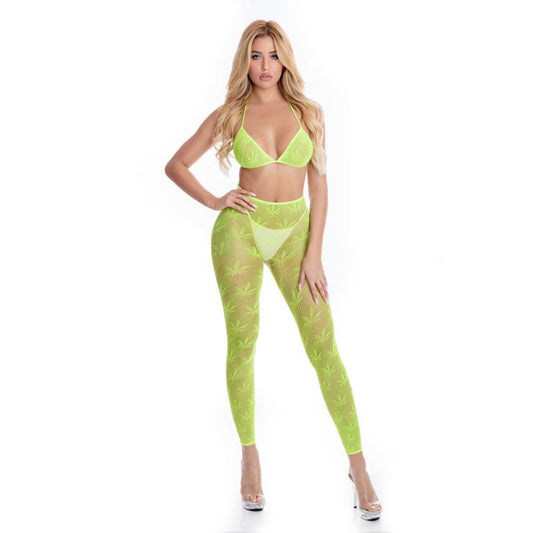 All About Leaf Bra Set Green with Adjustable Triangle Cups