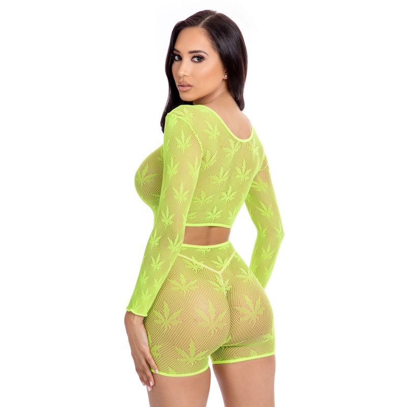 Leaf It to Me Sheer Net Green Short Set Lingerie by Pink Lipstick > Clothes > Lingerie Sets