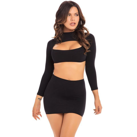 Stop and Stare Two Piece Skirt Set Black Lingerie