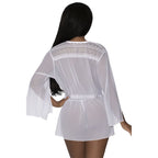 Flowing Short Robe with Lace and Slit Sleeves Sizes S-XL Large Extra Large > Clothes > Womens Robes & Sleepwear