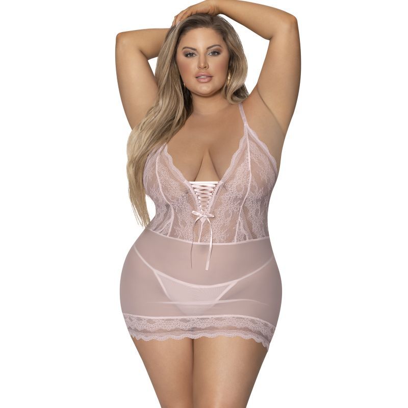 Lace Chemise and G-String Blush Size S/M to Queen