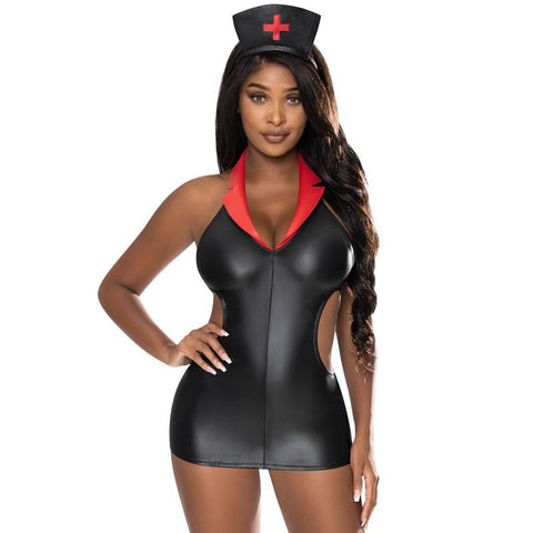 Night Nurse Costume with Cutouts and Headband Accessory Black Small Medium Costumes