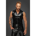 Snake Wetlook Sleeveless Zip Up Top with Sheer Hood Medium > Clothes > Mens Latex
