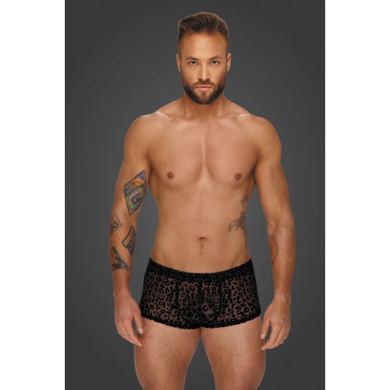 Noir Sheer Animal Print Pants – Form-Fitting Transparent Powernet Pants Medium > Clothes > Mens Briefs