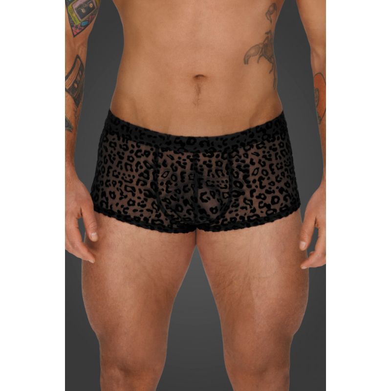 Noir Sheer Animal Print Pants – Form-Fitting Transparent Powernet Pants > Clothes > Mens Briefs