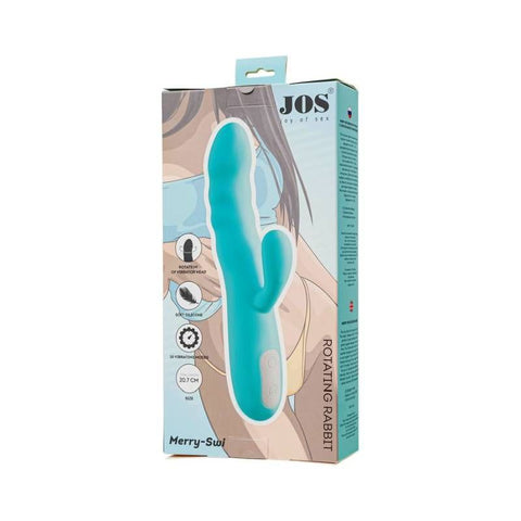 JOS Merry Swirl Rotating Shaft Rabbit Vibrator Blue 20.7cm VIBRATORS-RABBIT