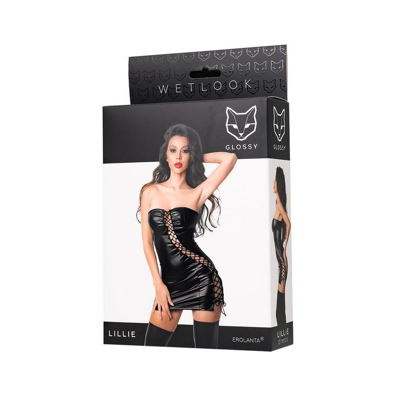 Glossy Lillie Dress with Tied-Up Cut Out Size S-XL > Clothes > Dresses and Chemises