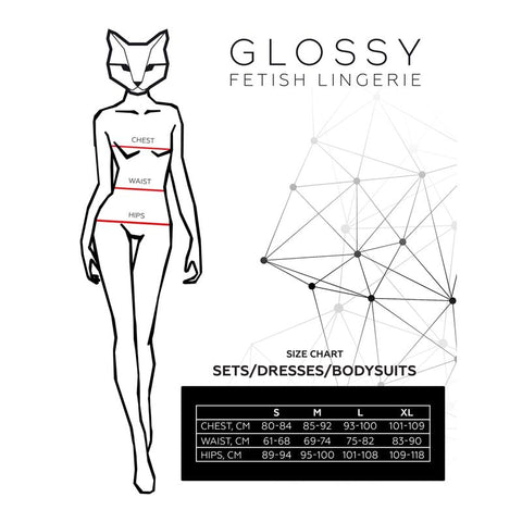 Glossy Sherrie Bodysuit with Mesh Insert Size S-M Bodystocking