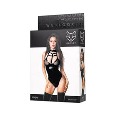 Glossy Jodi Bodysuit With Strappy Detailing Size S-M