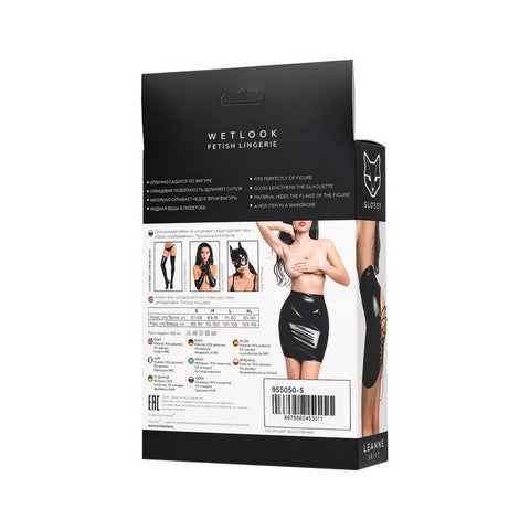 Glossy Leanne Mini Skirt - Sexy Black Wetlook Design Lingerie