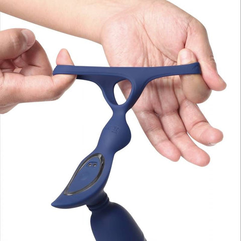 Ring and Rear Dual Thrusting Anal Probe with Cockring and Remote Prostate Tools