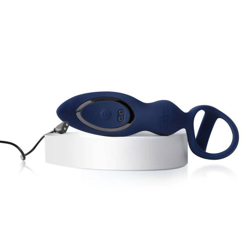 Ring and Rear Dual Thrusting Anal Probe with Cockring and Remote Prostate Tools