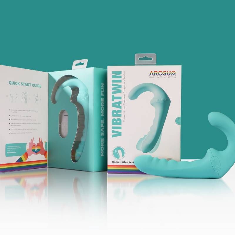 VibraTwin Come Hither Strapless Strap On With Remote > Dildos > Strapless Strap Ons