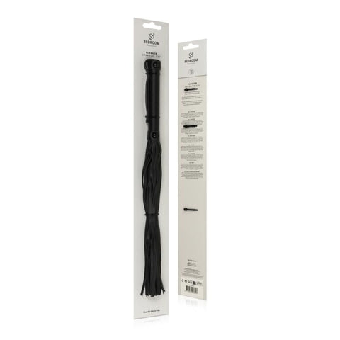 Faux Leather Flogger in Black for BDSM Play Whips & Paddles