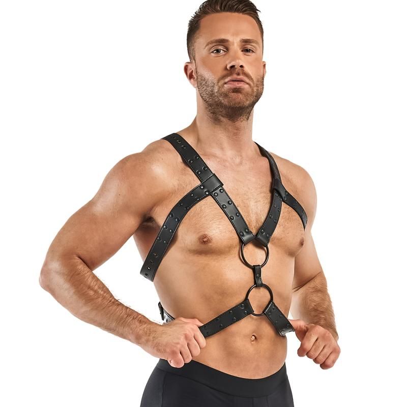 Rocco Bondage Harness Black Adjustable Faux Leather for Men Default Title > Clothes > Mens Harnesses