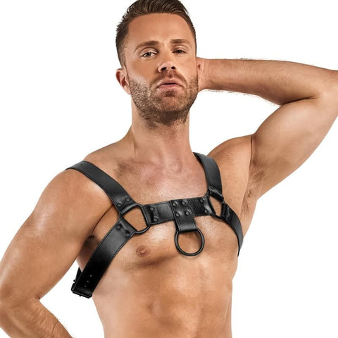 Bruno Adjustable Black Faux Leather Bondage Harness for BDSM > Clothes > Mens Harnesses