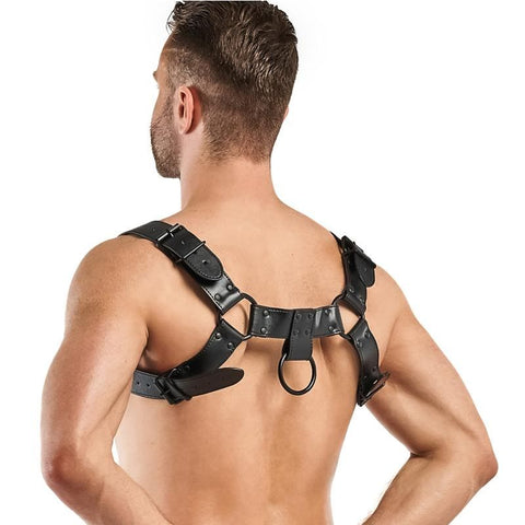 Bruno Adjustable Black Faux Leather Bondage Harness for BDSM > Clothes > Mens Harnesses